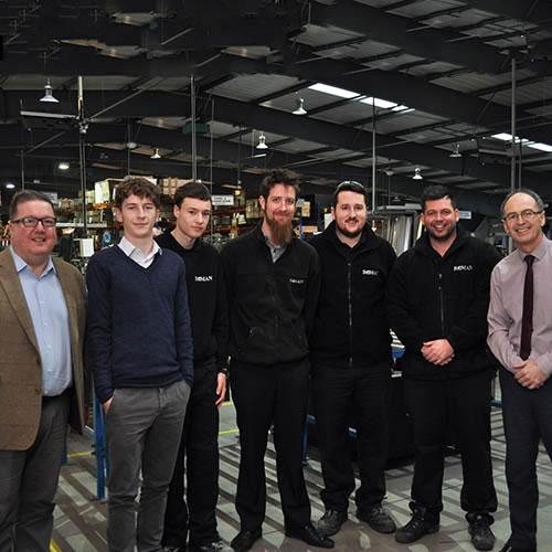 Pictured L to R: David Osborne, Roman MD, Jack Mitchell, Ciaran Kelly, Alex Crawley, production manager, Bradley Simpson, second year apprentice, Ian Simpson, health and safety officer and John Wright, operations director.